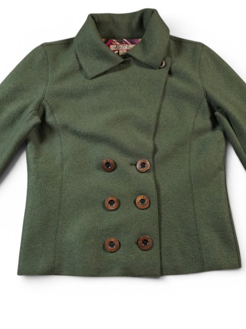 Beyond Threads Peruvian Alpaca Wool Wrap Coat Medium Olive Green